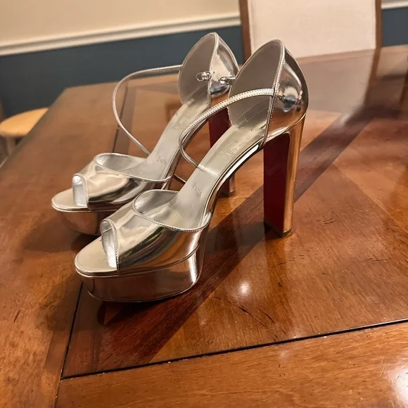 Christian Louboutin Silver and Red Heels - Picture 14 of 15